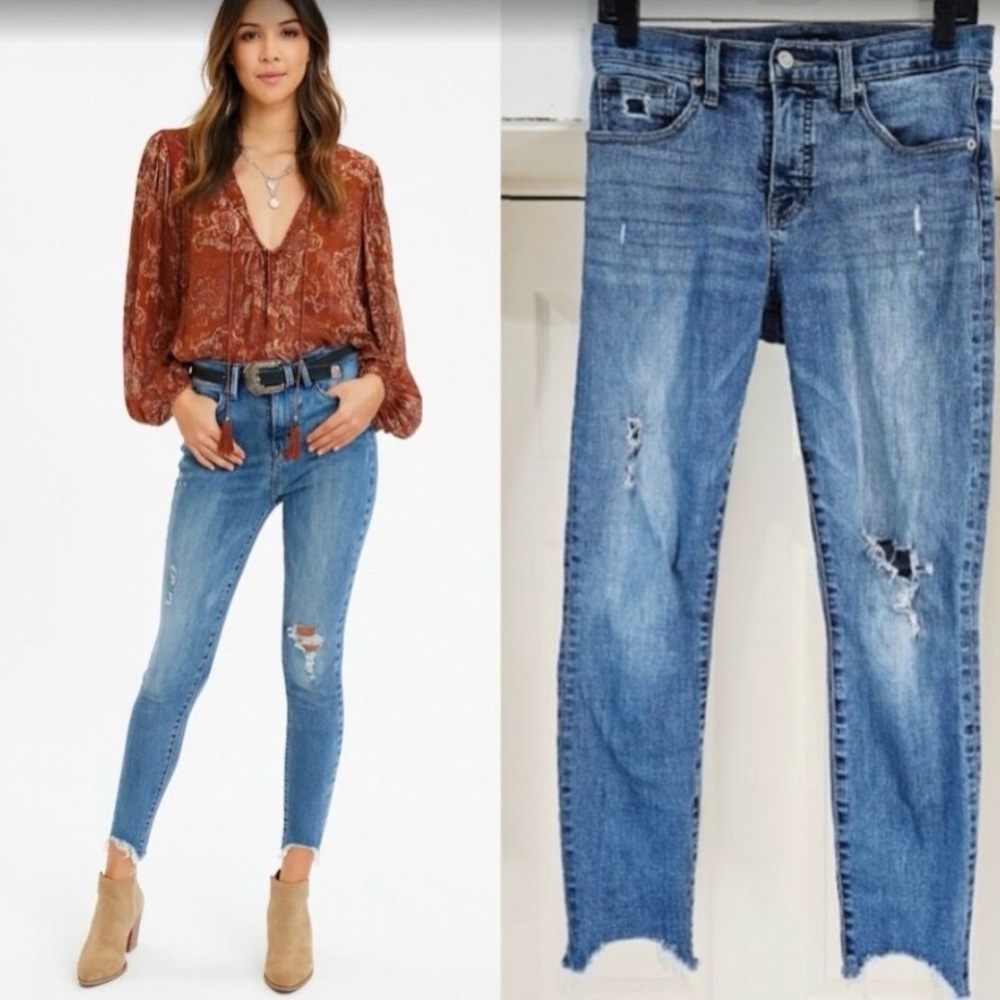 Lucky Brand Super Skinny Distressed Jeans Mid Rise 8/29